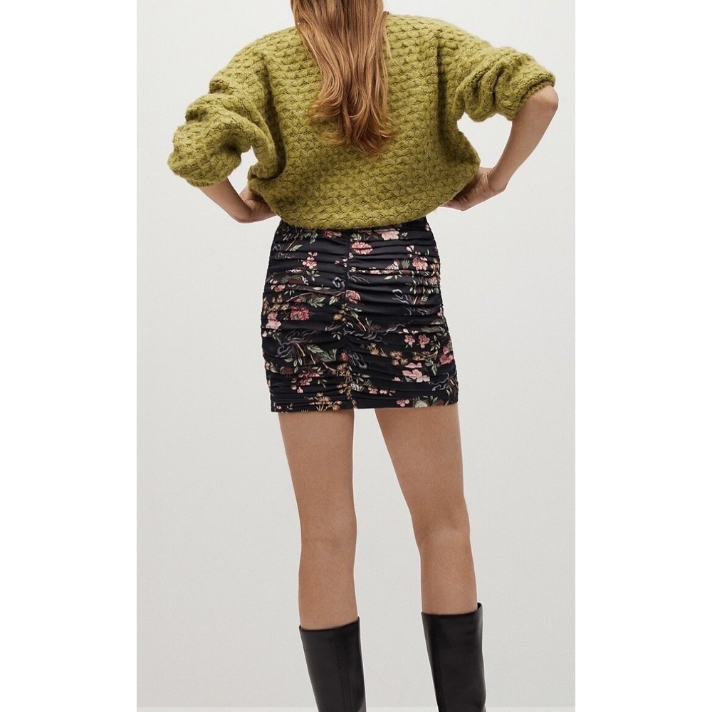 NWT Mango MNG RUCHED Asian Oriental PRINT Short SKIRT NEW  (M29) 0182